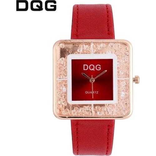 Reloj mujer Top Luxury brand DQG Sports watch Fashion women Square Dress quartz watches Ladies Casual Leather watch Montres