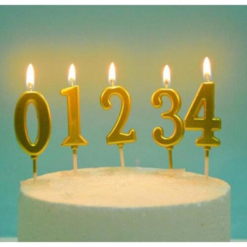 Digital Birthday Candles Number Candle Smokeless Gold Color Birthday Cake Topper Decorations Party Wedding Cake Supplies