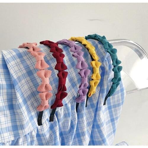 Color bow headband fashion hair accessories for women sweet and cute thin side hairband wash your face outside start hair bands