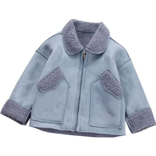 2021 Winter New Children Fleece Warm Coat Baby Solid Color Jacket Autumn Fashion Baby Boys And Girls Thick Outerwear Clothing
