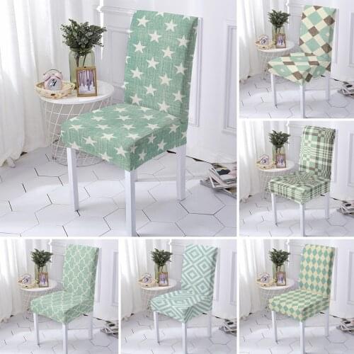 Geometric Elastic Chair Cover Spandex Desk Seat Covers Stretch Dining Chair Slipcover for Hotel Banquet Wedding 1/2/4/6 PCS