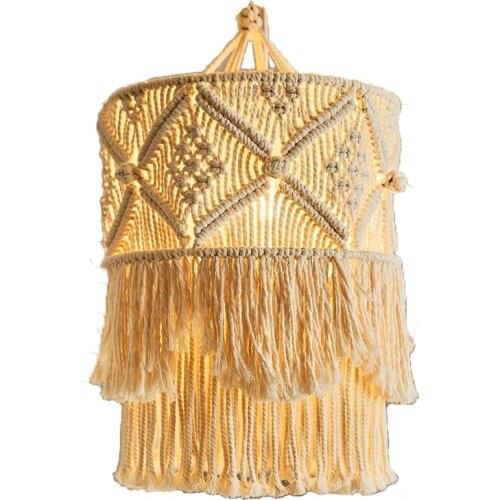 Handmade Wall Tapestry Lampshade Bohemia Macrame Boho Decor Handcraft Tassel Tapestry Background Headboard Wall Hanging