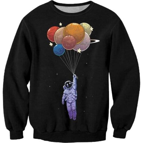 IFPD EU/US Size Astronaut Balloon Print Sweatshirts Men Streetwear America Plus Size Long Sleeves Clothes Casual Tracksuit