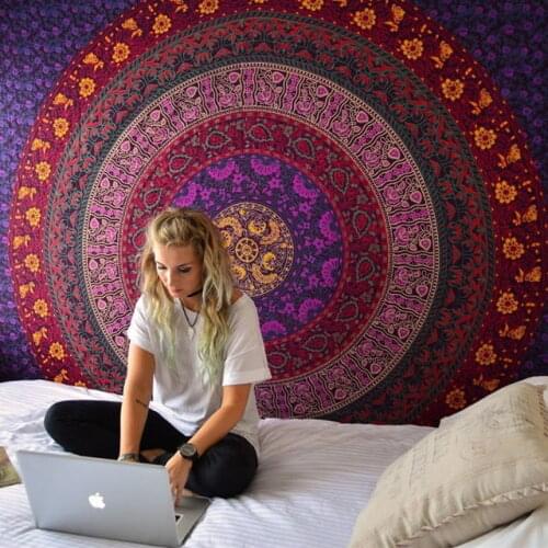 Indian Mandala Tapestry Hippie Wall Hanging Digital Printing Beach Mat Sunscreen Square Shawl