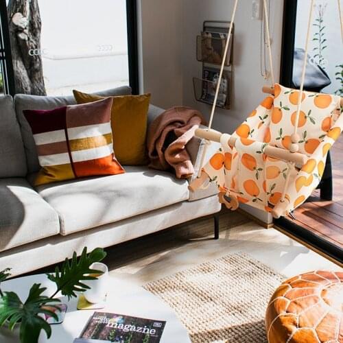 Baby Canvas Swing Chair Recliner Swing Kindergarten Wooden Indoor Outdoor Small Exercise Swing Basket Baby Swing Chair