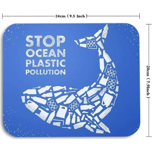 Whale Mouse Pad Stop Ocean Plastic Pollution Sea Wastes Bottles Gaming Mousepad Rubber Large Pad Non-Slip for Computer