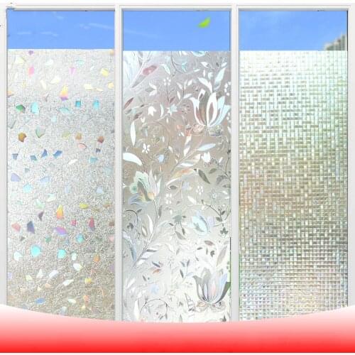 200cm Long No Glue 3D laser static cling PVC drop-shipping glass window film for move doors and windows flower paper raamfolie