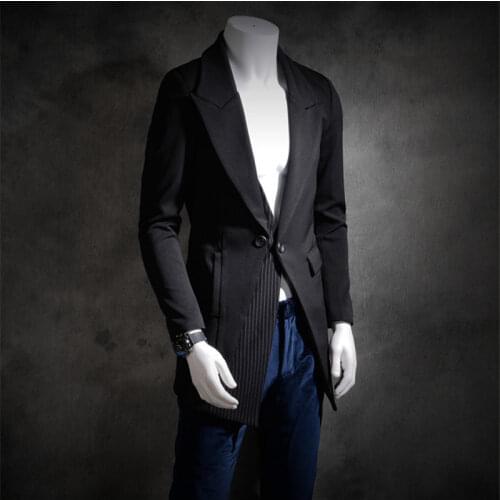 M-6XL! Autumn hair stylist stage outfit individuality youth false two fashionable male Korean version slim single suit jacket