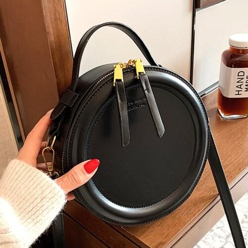 Small Round Design Shoulder Bag 2021 Female Handbags Shoulder Ladies Winter Leather Vintage Crossbody Bag Purses