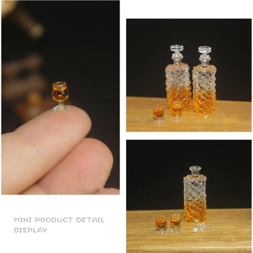 3pcs/set Dollhouse Miniature Drink Decanters with 2 glasses Wine Bottle Pretend Food for blyth ob11 Doll Kitchen Accessories
