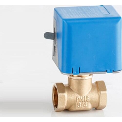 3/4" Motorized Electric Brass Globe Valves 2 Wire AC 220V Two Way Stop Shut-off Valve