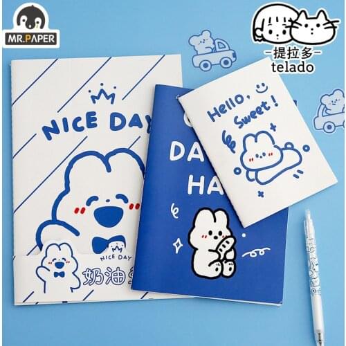 Mr.Paper 2 Designs 30 Pcs/book 3 Books/set Cartoon Style Butter Rabbit Series Creative Students Hand Account DIY Decor Notebooks