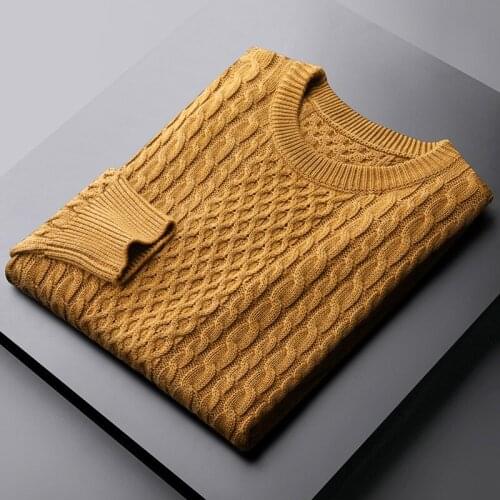 Classic Autumn Winter Male Sweaters High Quality Round Collar Solid Color Jacquard Mens Sweaters Fashion Fit Man Sweater 4XL