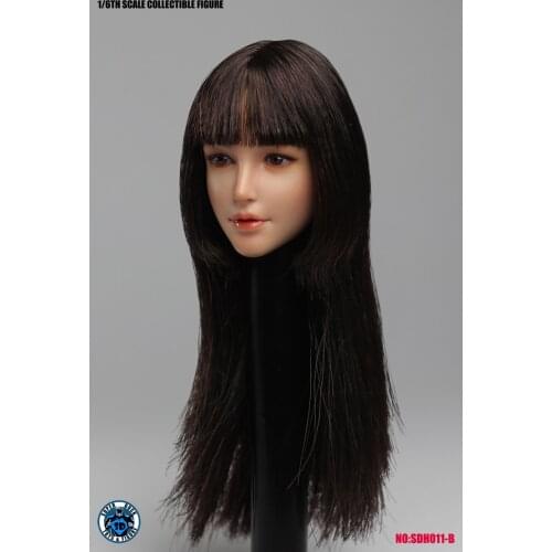Custom 1/6 Scale Lovely Short Brown Hair Beauty Head Sculpt for 12in Action Figure Toys