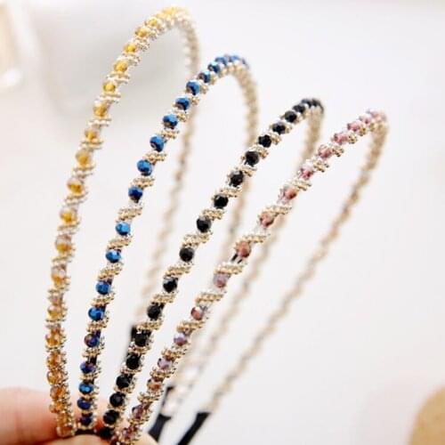 Fashion Thin Rhinestone Hairbands Bling Crystal No-slip Headbands for Women Girls Hair Bands Hoops Ladies Hair Accessories