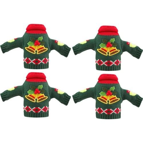 Christmas Wine Bottle Cover, Reusable Wine Bottle Clothes Sweater for Holiday Party Xmas Home Decoration