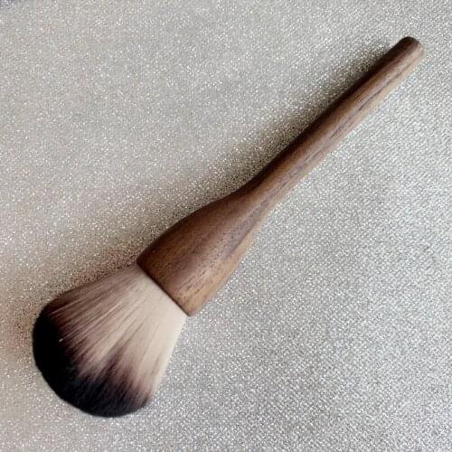 Solid walnut large retro round powder powder brush