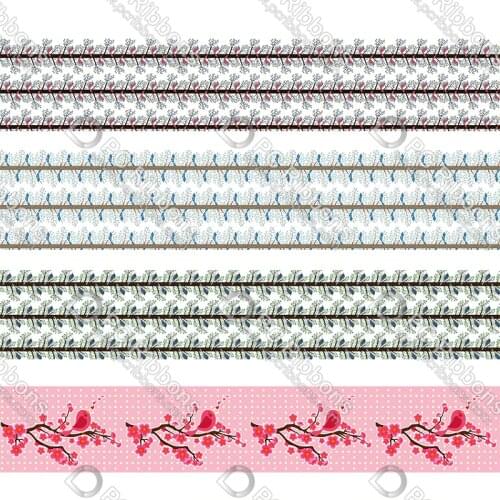 Cartoon BIRD printed grosgrain ribbon fold over elastic printing ribbons DIY hair accessories band 50 yards