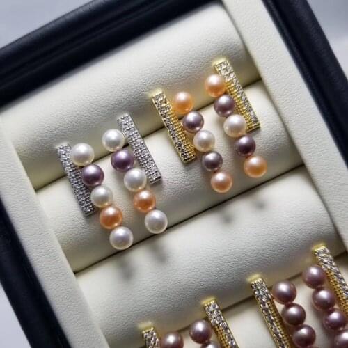 925 Sterling Silver Pearl Party Earrings Findings and Component Jewelry Parts Fittings for Pearls Coral Jade Agate Beads