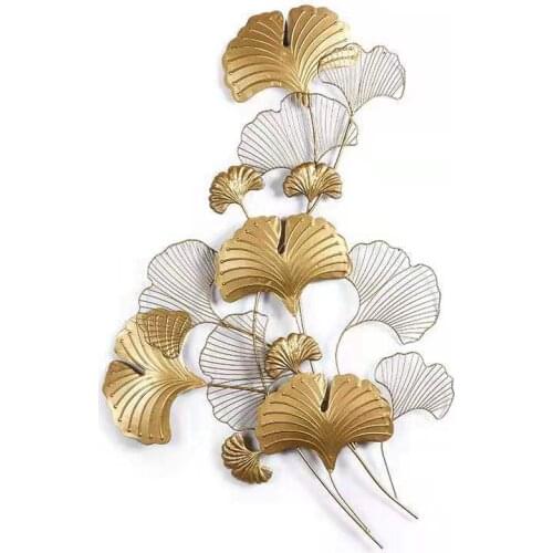 Modern Wall Decoration Wrought Iron Pendant Creative Ginkgo Leaf Wall Hanging Living Room Wall Decoration Wall Decoration