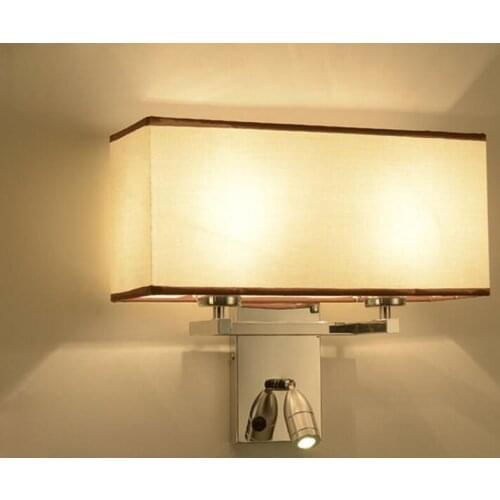 Modern minimalist atmosphere hotel room reading double headlights bedroom led stainless steel bedside lamp led wall lamps