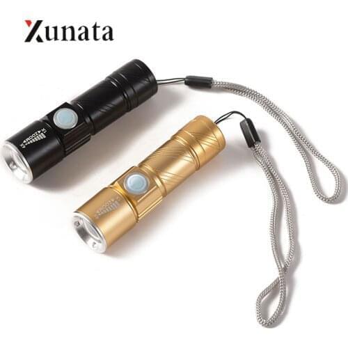 USB Rechargeable LED Flashlight Portable Penlight Zoomable Lamp Torch Pocket Light Waterproof Outdoor Lantern for Camping Hiking