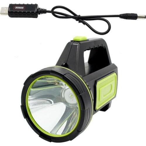 LED Searchlight Flashlight With side light 2 modes Powered by battery Rechargeable For outdoor camping Super bright with USB