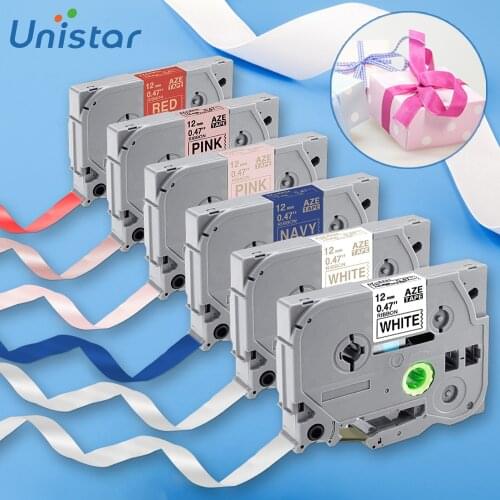 Unistar Satin Ribbon 12mm Compatible for Brother Label Maker AZe-R231 R234 RE34 R534 RE31 AZe-RN34 AZe-RW34 non-adhesive Ribbon