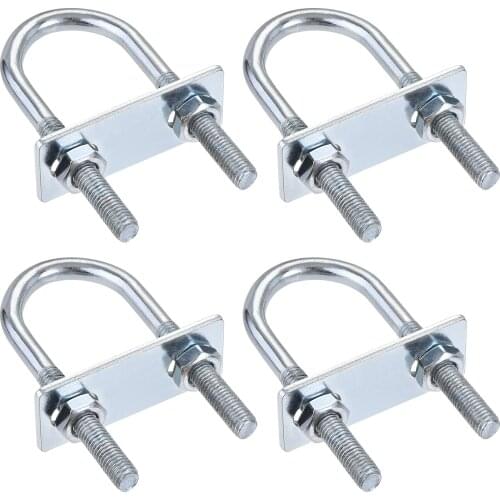 Uxcell Round U-Bolt 1.22"(31mm) Inner Width 90mm Length Steel M8 with Nut, Plate 4 Set