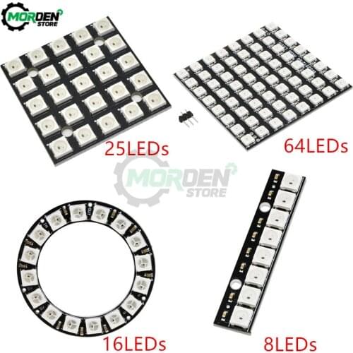 WS2812 WS2812B 5050 RGB 8/16/25/64 LEDs Light Built-In Full Color-Drive Development Board Strip Driver Board for Arduino