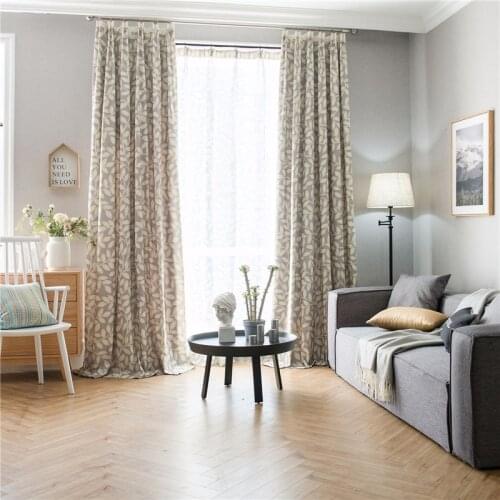 1PC Leafs Printed Blackout Curtain for Bedroom Window Living Room Soft Hand Feelin Blinds Finished Drapes