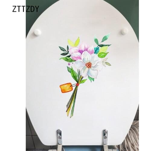 ZTTZDY 13.5*22.9CM Watercolor Flowers Wall Sticker Decal Home Bathroom Toilet Decor T2-0580