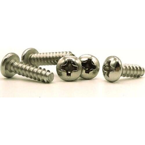 100pcs M1x3/4/5/6mm Length Nickel plating Round head Phillips screw Flat tail Self-tapping screws Pan heads cross nail