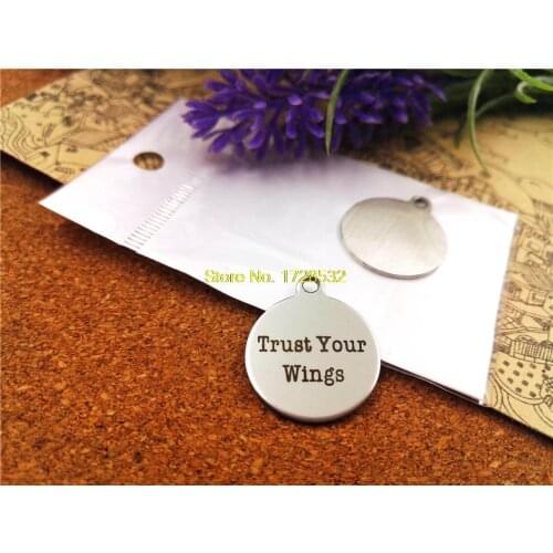 10pcs-stainless steel Charms "trust your wings" DIY Charms Pendants for necklace/bracelet/keychain DIY jewelry