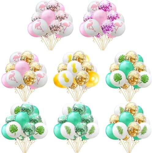 15pcs Flamingo Confetti Balloon Pineapple Turtle Leaf Latex Balloons Summer Tropical Hawaii Party Decor Birthday Party Supplies