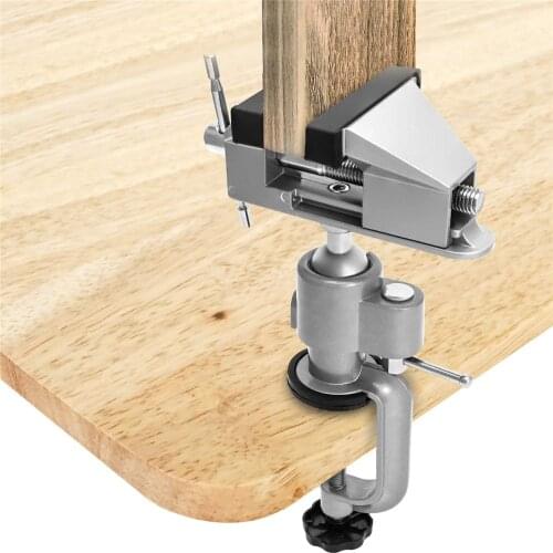 2-In-1 360 Degree Rotating Table Vise Multifunctional Aluminium Alloy Swivel Bench Vise Clamp Electric Drill Stand Rotating Tool