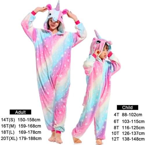 2020 Girls Boy Winter Pajamas Unicorn Cartoon Anime Animal Onesies Kids Sleepwear Flannel Warm Jumpsuit Children Pajama