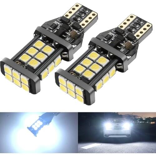 2x T15 LED W16W Bulbs Canbus OBC Error Free LED Backup Light 921 912 W16W LED Bulbs Car Reverse Lamp Xenon White DC12V No Error