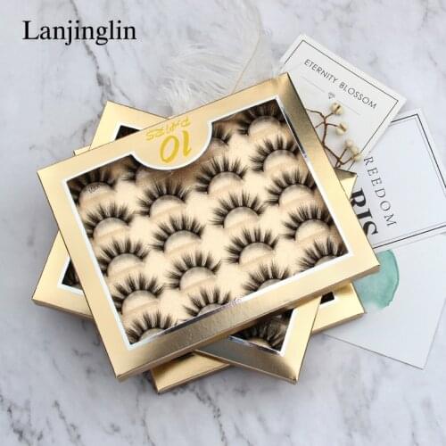5/10 Pairs Natural 3D Mink Lashes Makeup Kit Wispy Fluffy False Eyelashes Fake Lashes Extension Tool Mink Eyelashes Wholesale