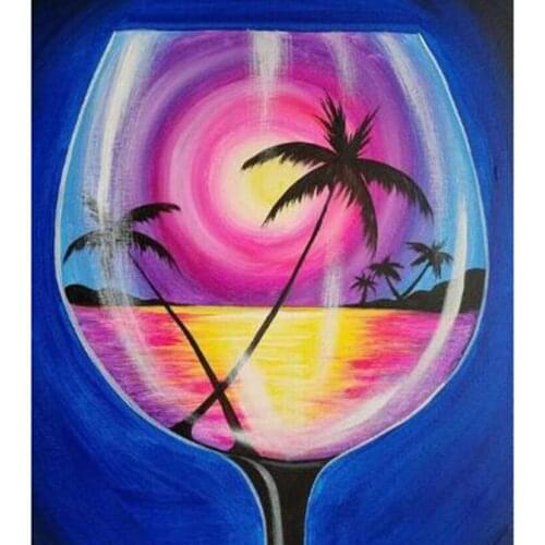 5D DIY Diamond Painting Landscape Painting Cup Sea View Picture Cross Stitch Square Round Diamond Embroidery Decoration WG2853