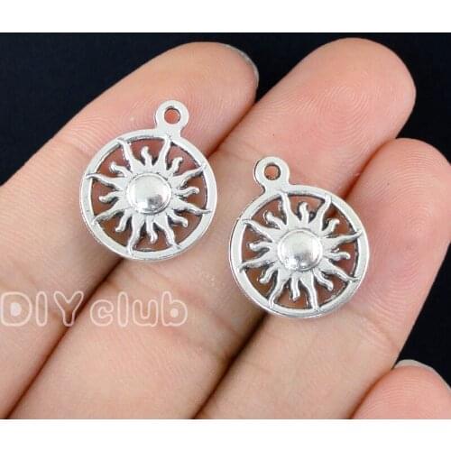 70pcs- Antique Silver / Bronze Sun Charms pendants 20x16mm