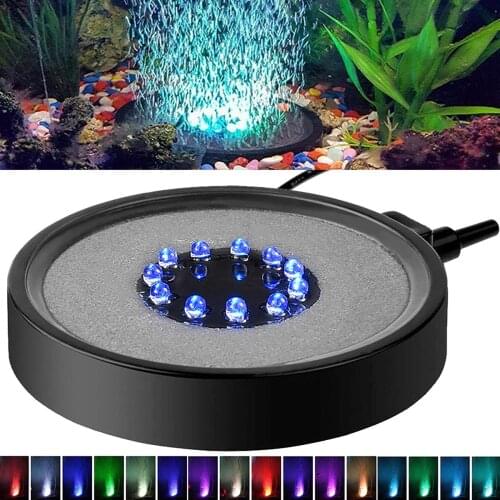 Aquarium Bubble Light LED Fish Tank Bubbler Light Remote Controlled Aquariums Air Stone Disk Lamp with 16 Color Changing 4 Light