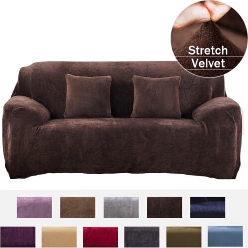 Velvet Sofa Cover for Living Room Elastic Couch Slipcover Plush L Shape Chaise Longue Corner Sofa Cover Stretch Furniture Cover