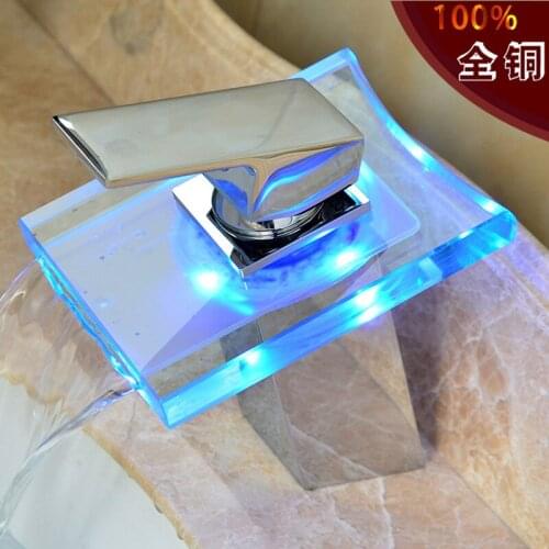 Free shipping solid brass LED bathroom basin faucet with single handle bathroom basin sink faucet by chrome LED basin faucet