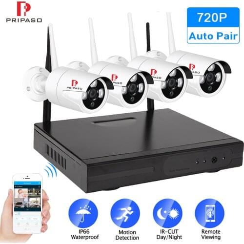720P Wireless CCTV System 4pcs HD WiFi IP Camera 1MP NVR IP IR-CUT Outdoor CCTV IP Camera Security System Video Surveillance Kit