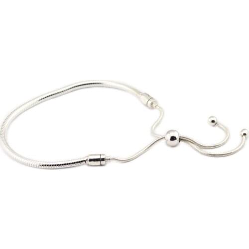 Compatible With European Jewelry Sterling Silver Sliding Bracelet CZ 100% 925 Sterling Silver Bracelets DIY Wholesale