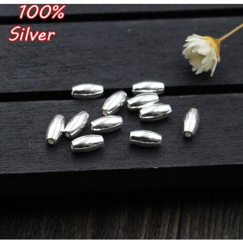 Handmade 925 Silver Color Spaced Beads Real 100% Silver Color Jewelry Accessories Beading DIY Making Necklace Bracelet Material