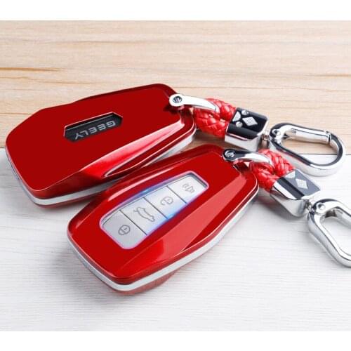 Car Key Case Cover Key Bag for Geely Boyue Atlas 2016 2017 2018 2019 2020 Key Shell Chain Abs Accessories Auto Styling Mouldings