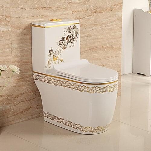 Color toilet household toilet water-saving silent siphon super swirling toilet color gold European toilet