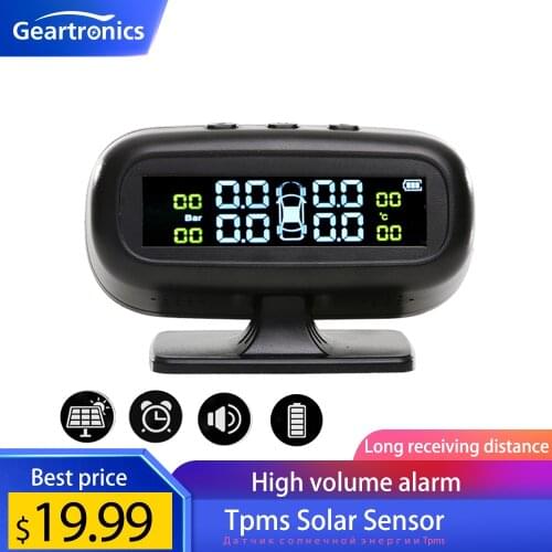 Tpms Solar Sensor Universal TPMS Wireless Tire Pressure Monitoring System Clock LCD Display Wheel Tyre Sensors Car Accessory